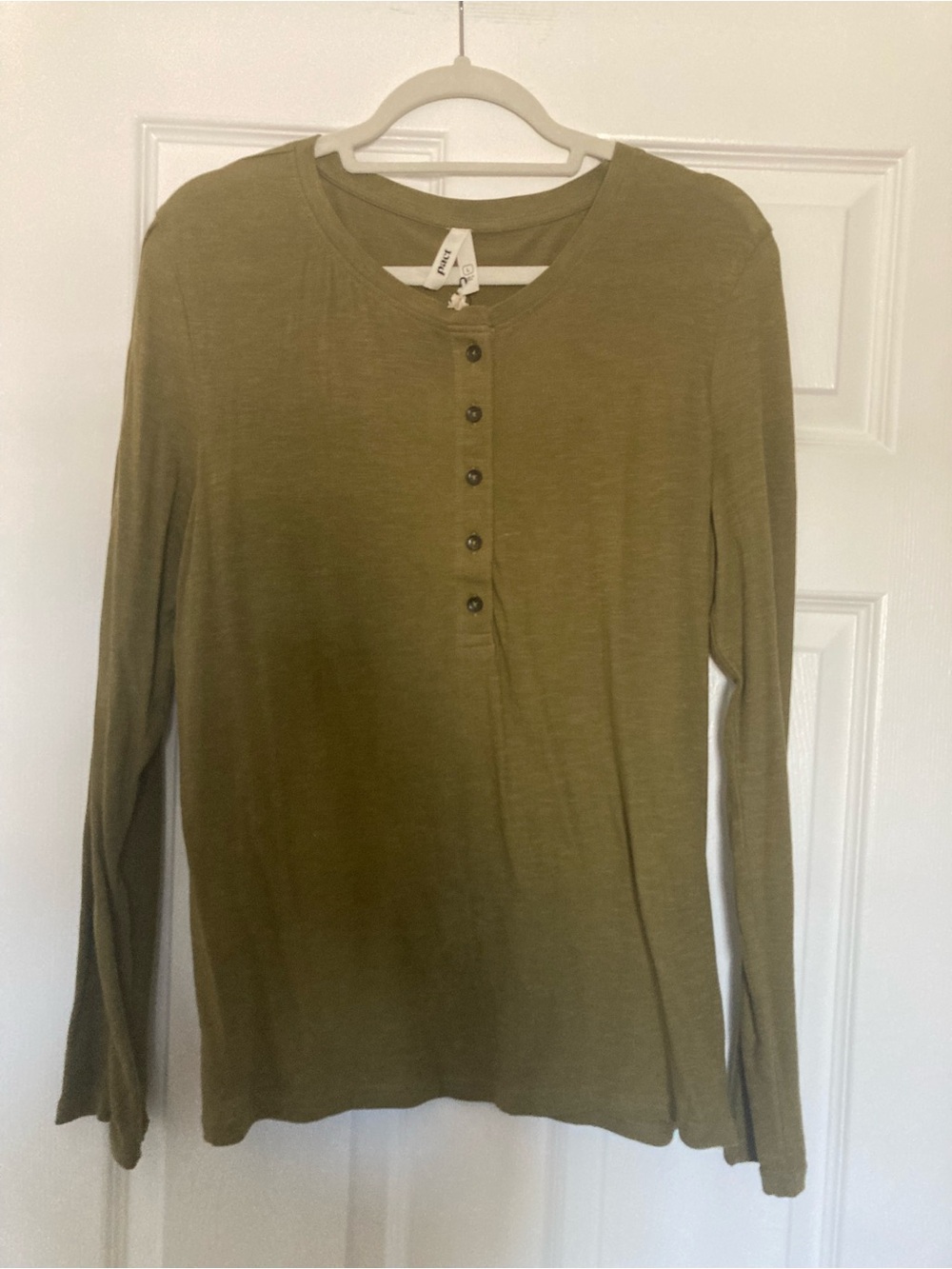 Pact Long-Sleeve Lizard London Slub Henley, Size Large